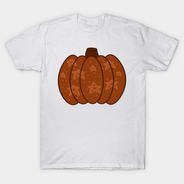 Dark Orange Pumpkin with Stars T-Shirt by elizabethsdoodles